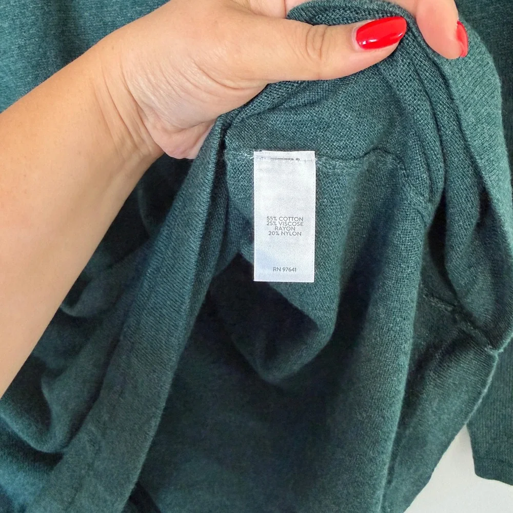 J. Jill NWT Forest‎ Green Heather V-Neck Tunic Sweater Cotton Blend Medium - Picture 5 of 8